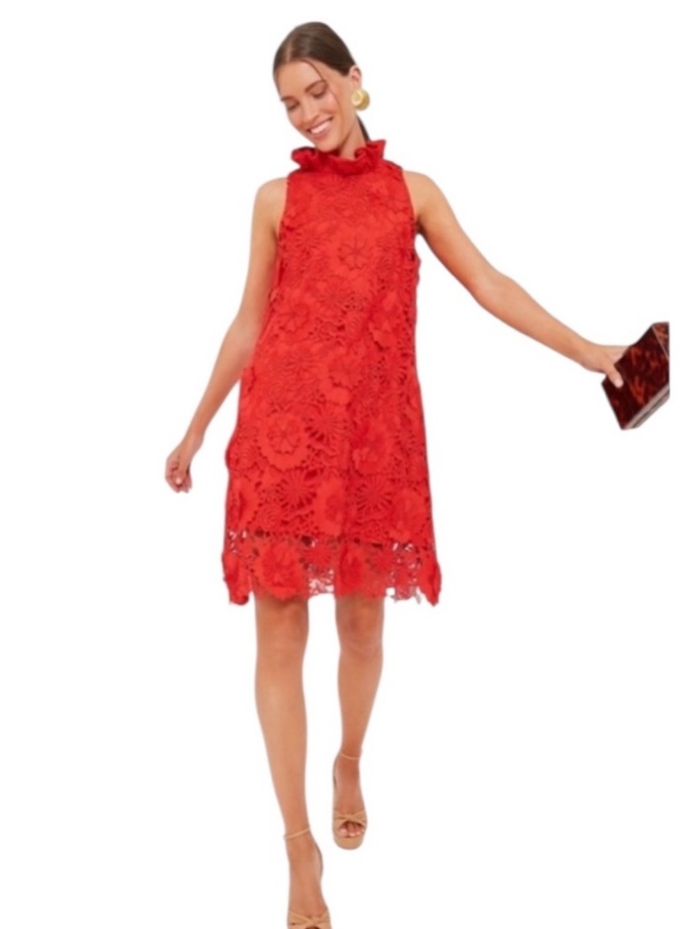 Tuckernuck Red Guipure Lace Blythe Dress Size Large - Picture 3 of 13
